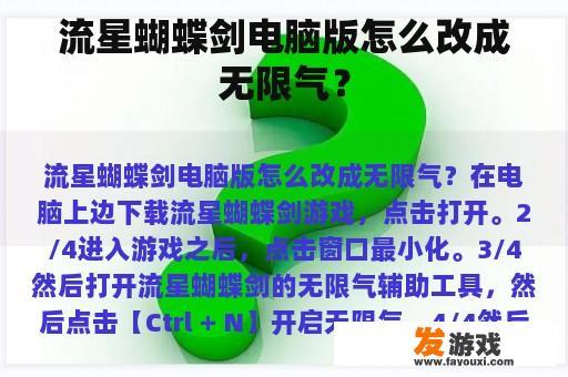 流星蝴蝶剑电脑版怎么改成无限气？