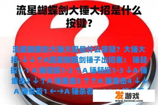 流星蝴蝶剑大锤大招是什么按键？