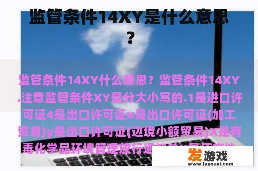 监管条件14XY是什么意思？