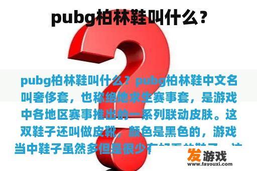 PlayerUnknown's Battlegrounds (PUBG) Berlin trainers叫什么？