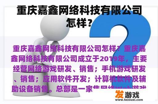 重庆嘉鑫网络科技有限公司怎样？
