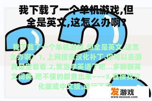 我下载了一个单机游戏,但全是英文,这怎么办啊？