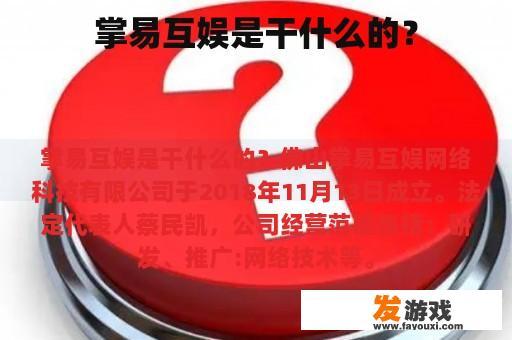掌易互娱是干什么的？