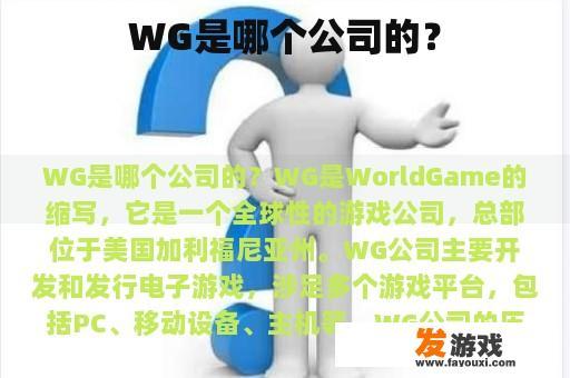 WG是哪个公司的？