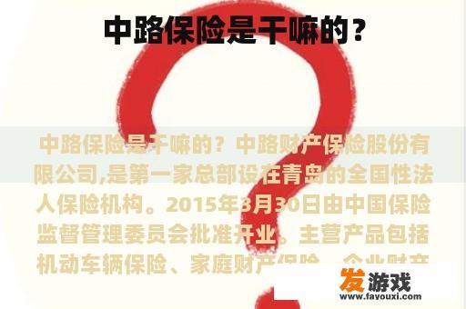 中路保险是干嘛的？