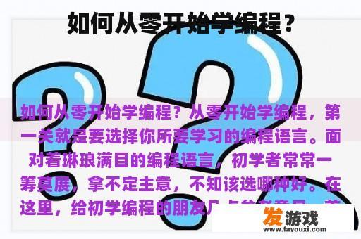 从零开始，踏上编程之旅