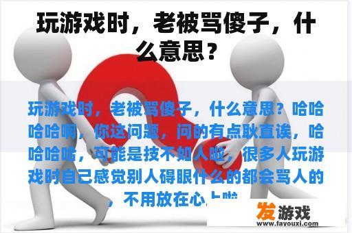 玩游戏时，老被骂傻子，什么意思？
