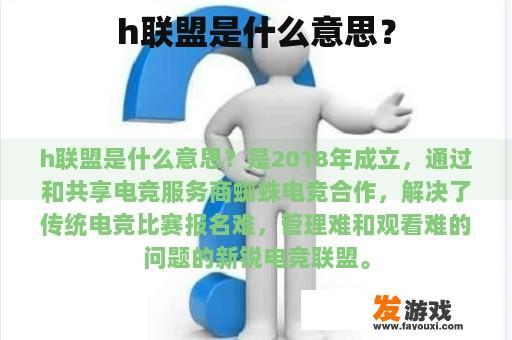 h联盟是什么意思？