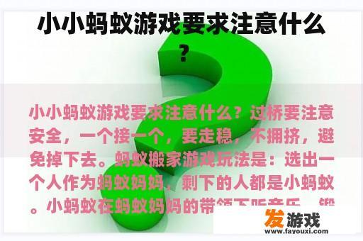 小小蚂蚁游戏要求注意什么？