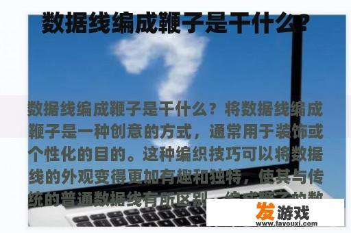 数据线编成鞭子是干什么？