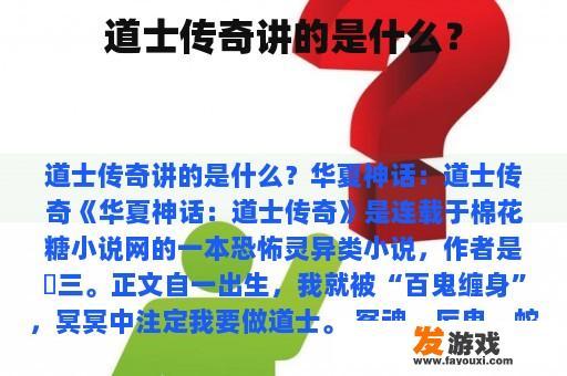 道士传奇讲的是什么？