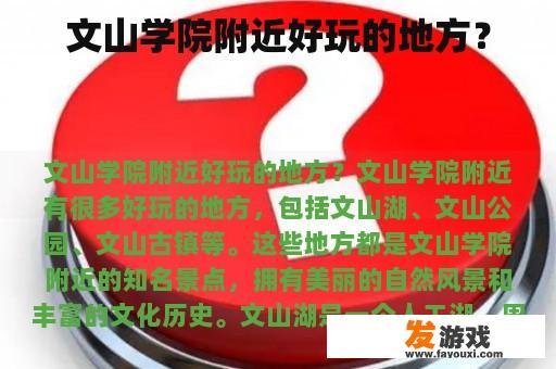 文山学院附近好玩的地方？