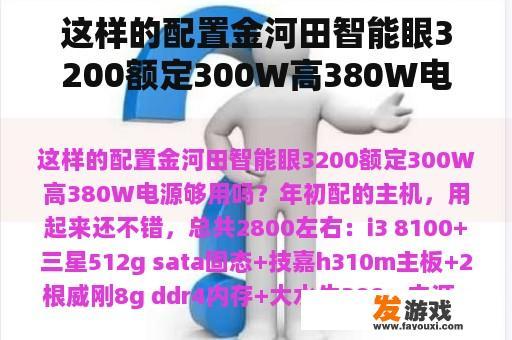这样的配置金河田智能眼3200额定300W高380W电源够用吗？
