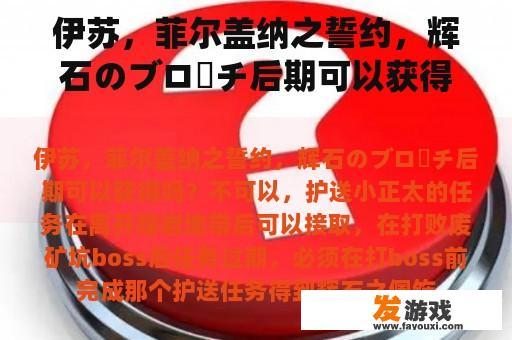伊苏，菲尔盖纳之誓约，辉石のブローチ后期可以获得吗？