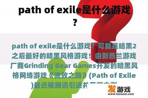 path of exile是什么游戏？