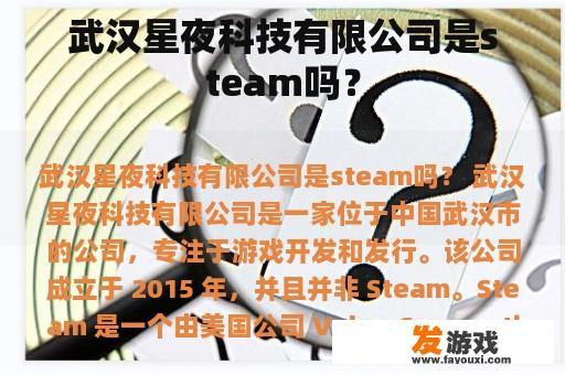 武汉星夜科技有限公司是steam吗？