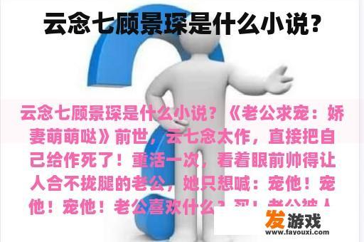 云念七顾景琛是什么小说？