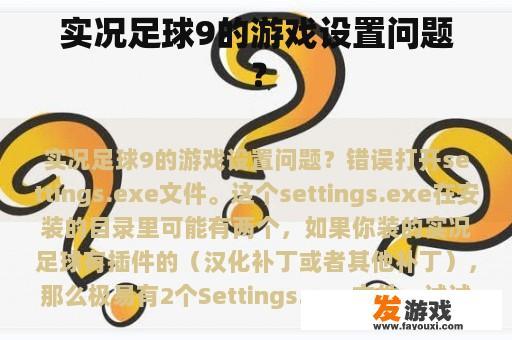 实况足球9的游戏设置问题？