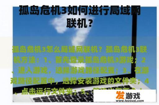孤岛危机3如何进行局域网联机？