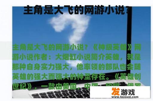 主角是大飞的网游小说？