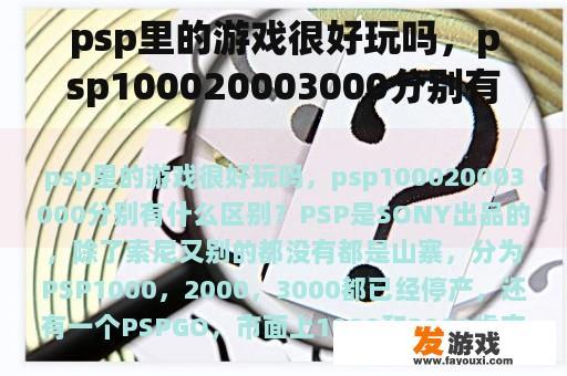 psp里的游戏很好玩吗，psp100020003000分别有什么区别？2500多元网络游戏机