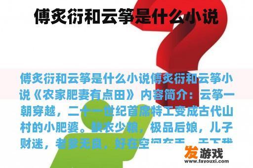 傅炙衍和云筝是什么小说