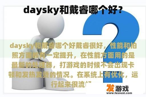 daysky和戴睿哪个好？