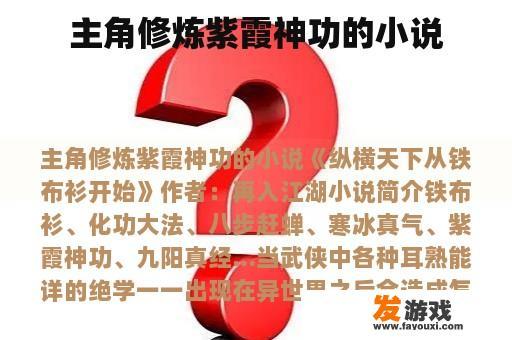 主角修炼紫霞神功的小说