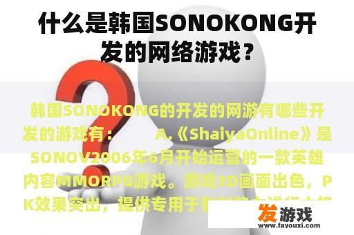 什么是韩国SONOKONG开发的网络游戏？