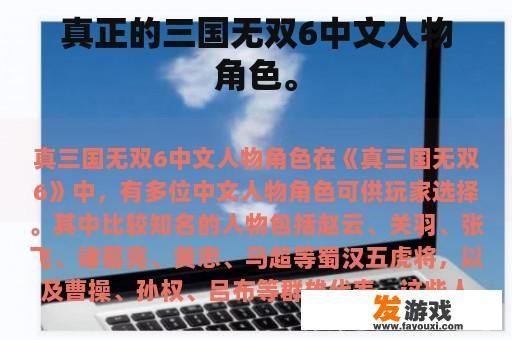 真正的三国无双6中文人物角色。
