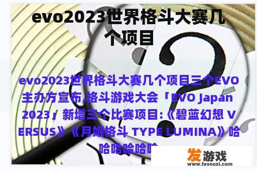evo2023世界格斗大赛几个项目