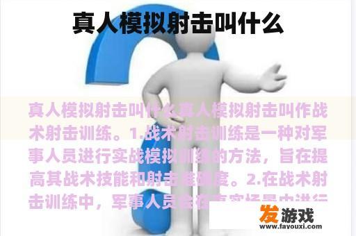 真人模拟射击叫什么