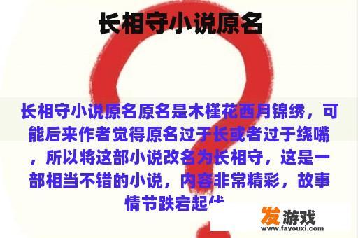 长相守小说原名