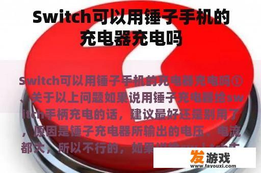 Switch可以用锤子手机的充电器充电吗
