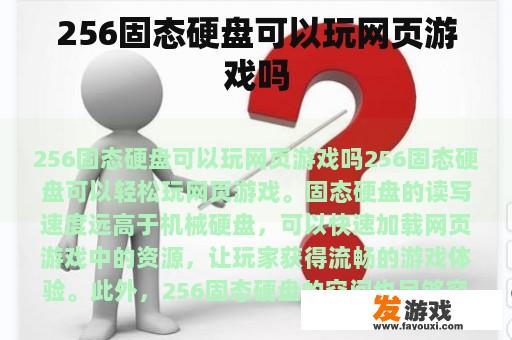 256固态硬盘可以玩网页游戏吗