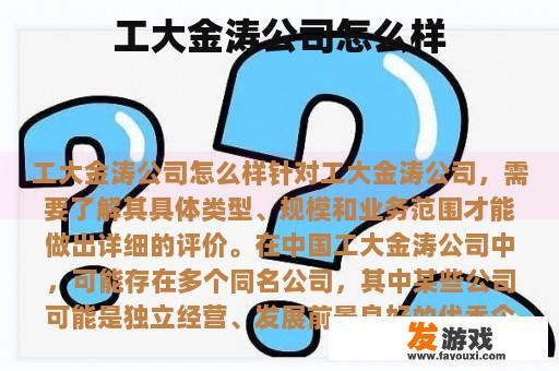 工大金涛公司的全面分析