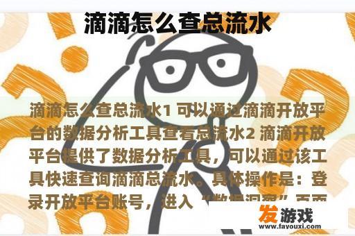 滴滴怎么查总流水