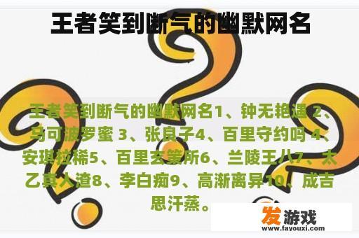 充满幽默感的王者网名