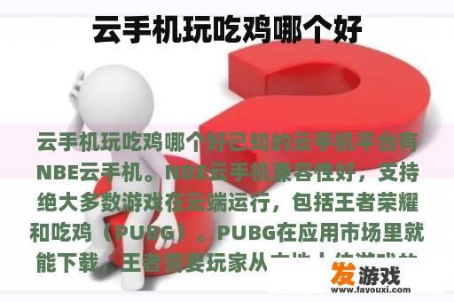 云手机玩吃鸡哪个好