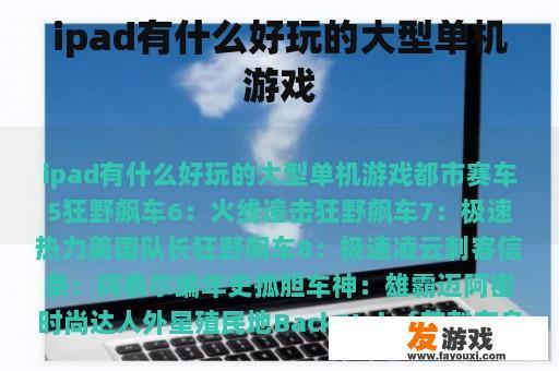 ipad有什么好玩的大型单机游戏