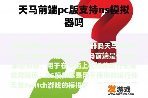 天马前端pc版支持ns模拟器吗