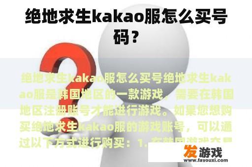 绝地求生kakao服怎么买号码？