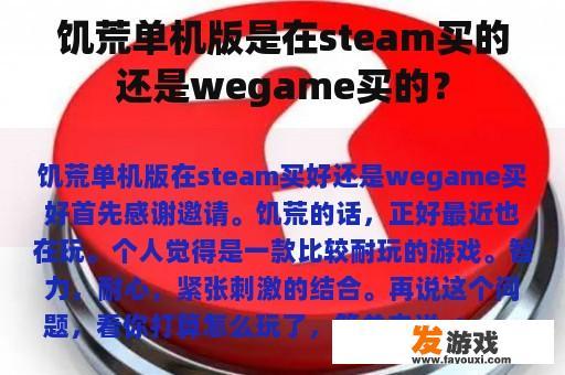 饥荒单机版是在steam买的还是wegame买的？