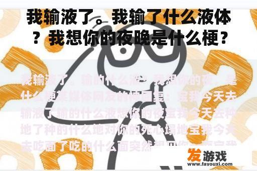 我输液了。我输了什么液体？我想你的夜晚是什么梗？