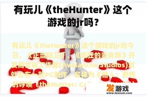 有玩儿《theHunter》这个游戏的jr吗？