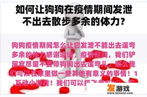 如何让狗狗在疫情期间发泄不出去散步多余的体力？