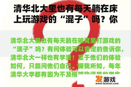 清华北大里也有每天躺在床上玩游戏的“混子”吗？你有什么经历？