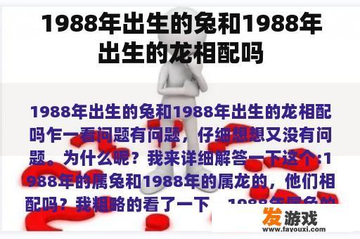 1988年出生的兔和1988年出生的龙相配吗