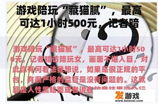 游戏陪玩“藏猫腻”，最高可达1小时500元，记者暗访陪玩女，画面不堪入目，对此你怎么看？
