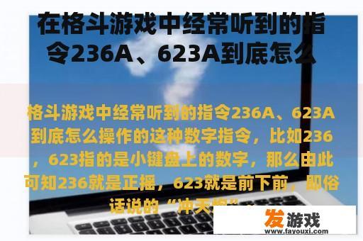在格斗游戏中经常听到的指令236A、623A到底怎么操作？